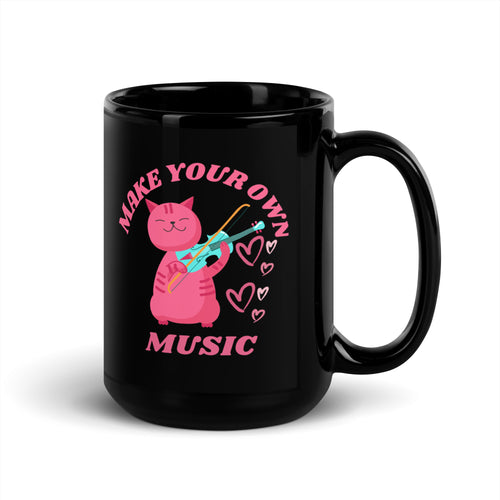 Black Glossy Autism Cat Make Your Own Music Mug